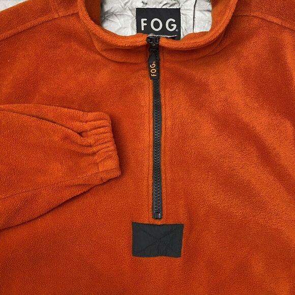 London Fog 1/4 Zip Fleece Burnt Orange Long Sleeve Large Pullover‎ Vintage 90s - Picture 1 of 9